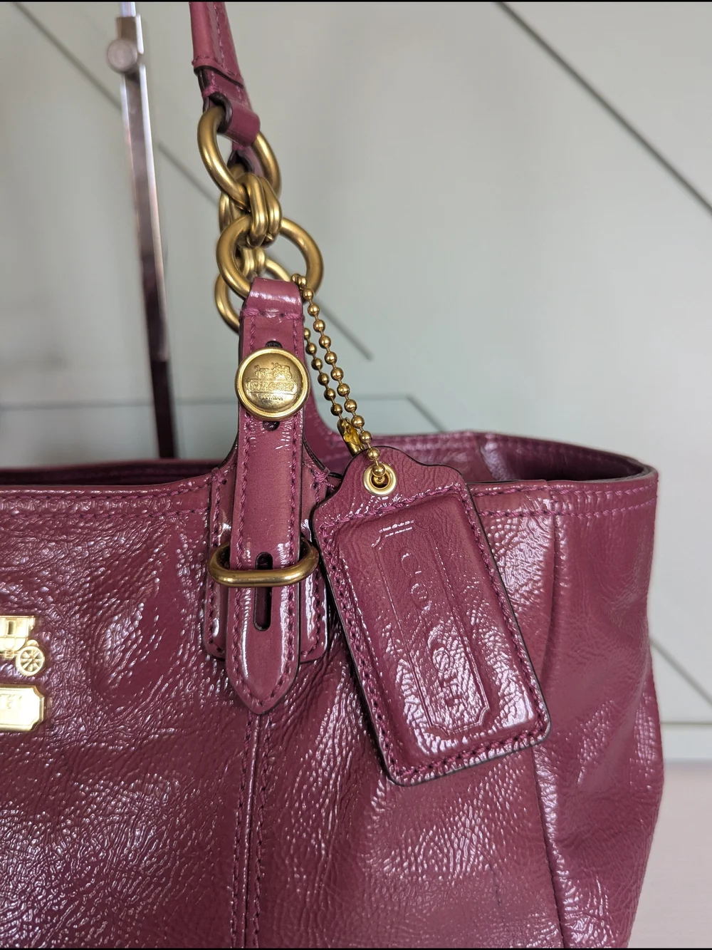 Coach Shoulder Tote in Plum with Gold Hardware